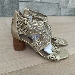 Donald Pliner Gold Woven Heels